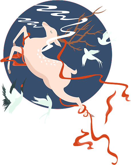 一组莫兰迪色系古风插画