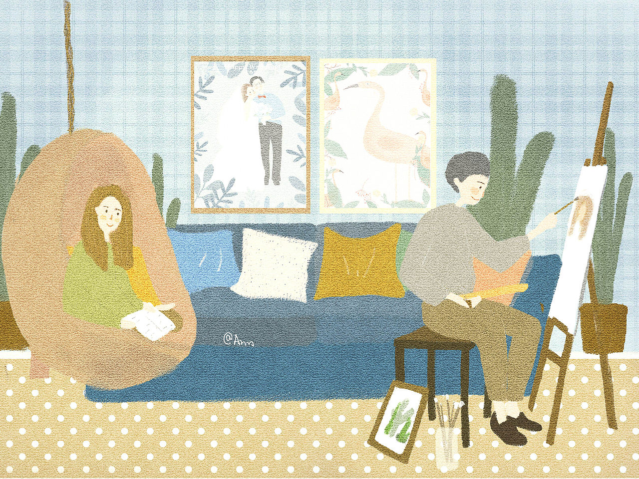 插画——小确幸（图ZMTAwNDkxMTA0） - 商业插画 - 站酷设计师咸鱼安原创素材 - 站酷ZCOOL