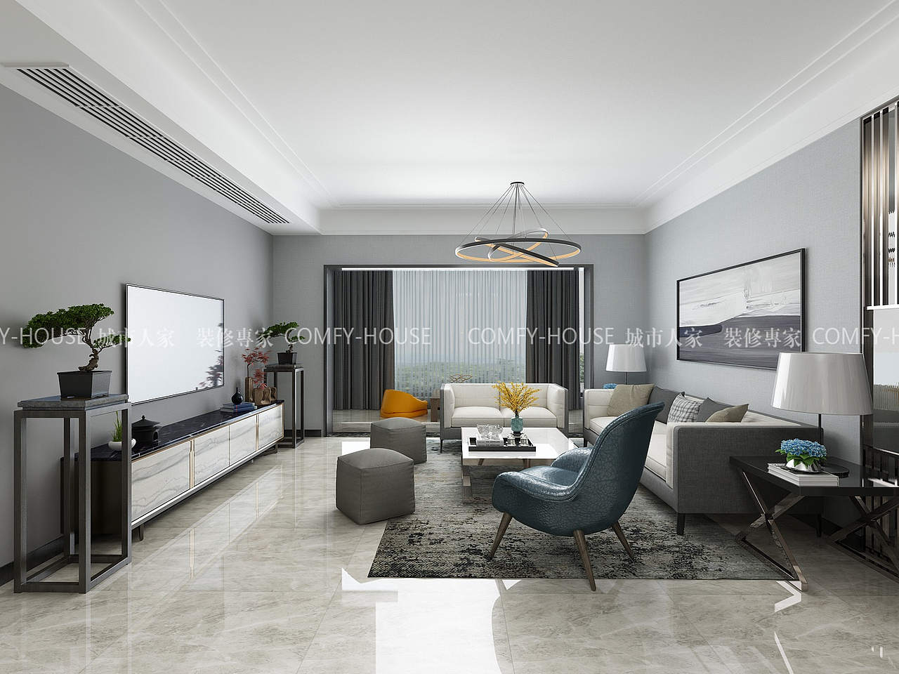 龙泉壹号现代简约风格装修——济南城市人家装饰