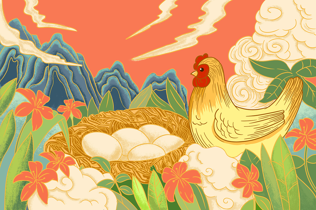 鸡蛋包装插画设计