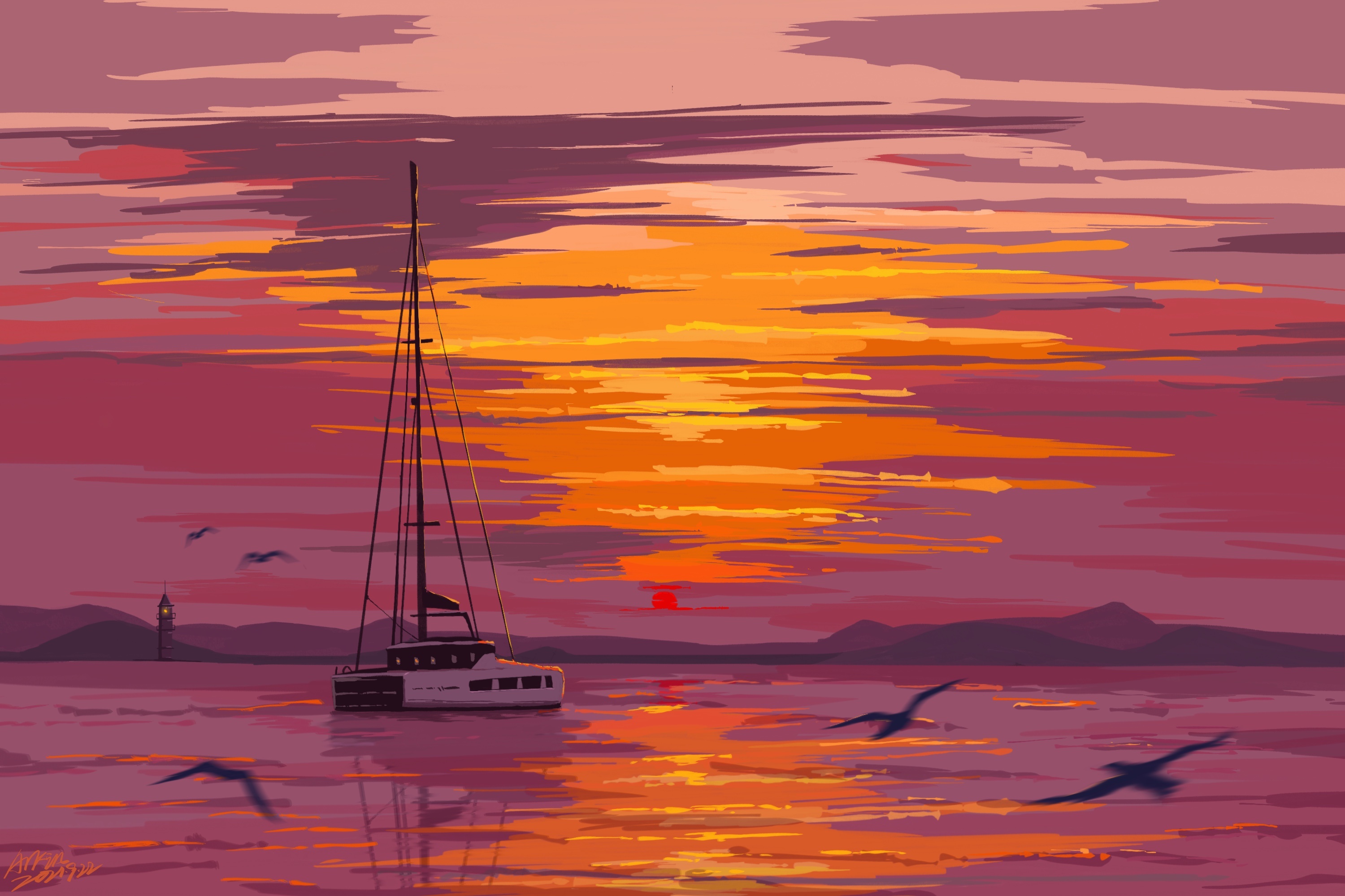 海上落日——附过程录屏