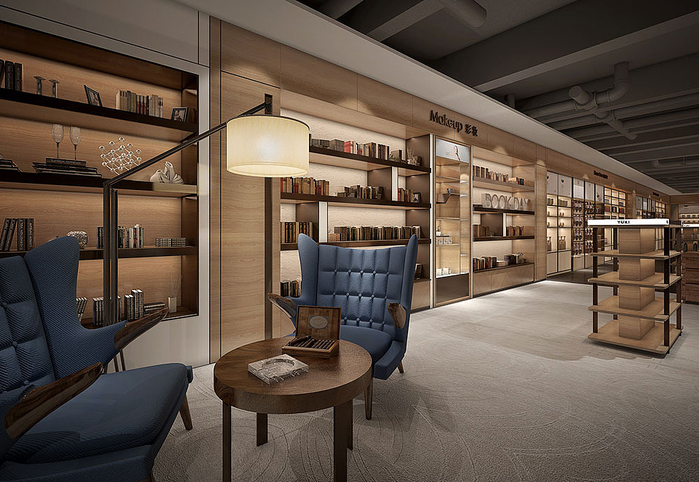 终端系统——自然、品质、轻便！ 自然的原木色总能很好的表达品牌品质内涵。空间设计遵循人性化、舒适化，少了浮夸与浮躁，多了体验与互动，可以尽心选择自己喜爱的生活物品，亦是心情驿站于木椅上喝上一杯热咖啡。