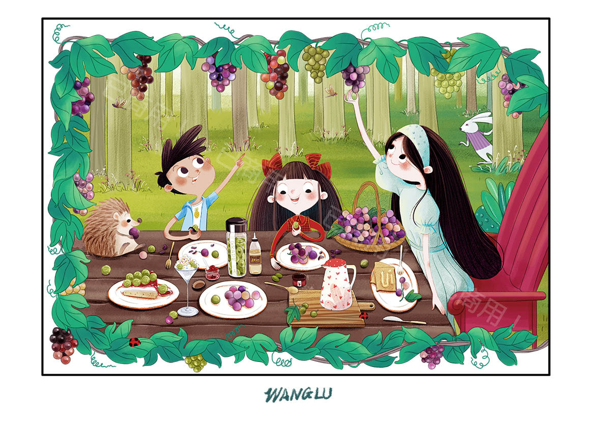 已商用#葡萄包装盒插画