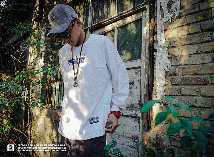 STRETAG思锐泰格新品白色基础款印花制霸侧拉链卫衣