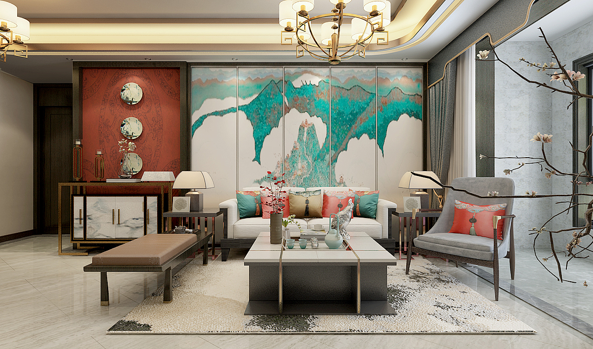 【宝石花园】117平中国风风格装修效果图