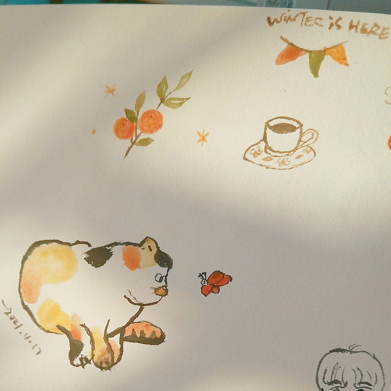 圣诞节氛围水彩画