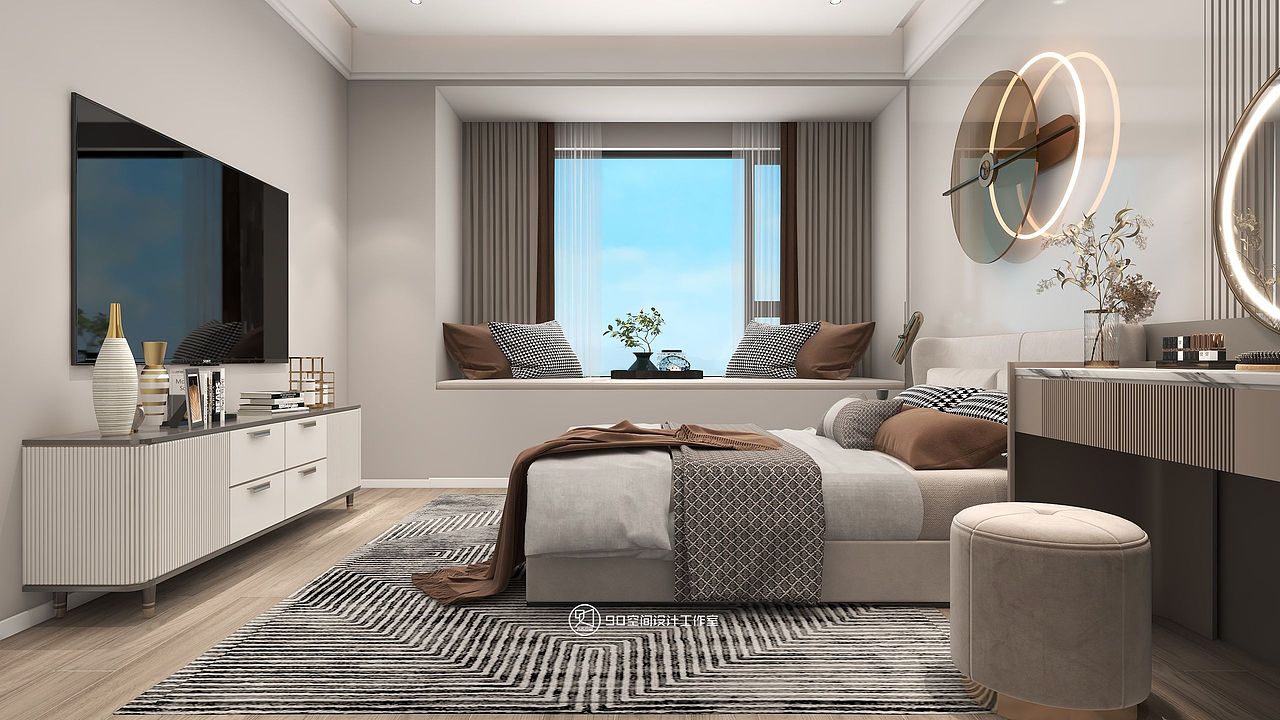 90空间设计∣131㎡现代风格,家需要一点温暖的橙色系