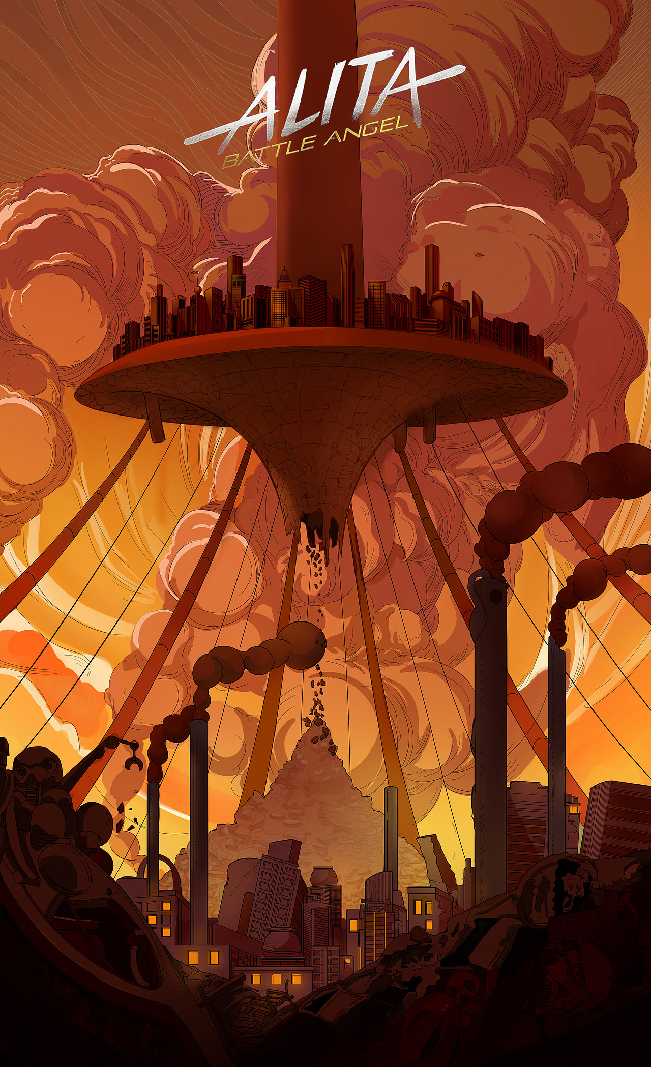 电影《阿丽塔:战斗天使》场景手绘