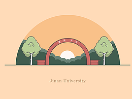 【每周7張】211大學(xué)校門插畫