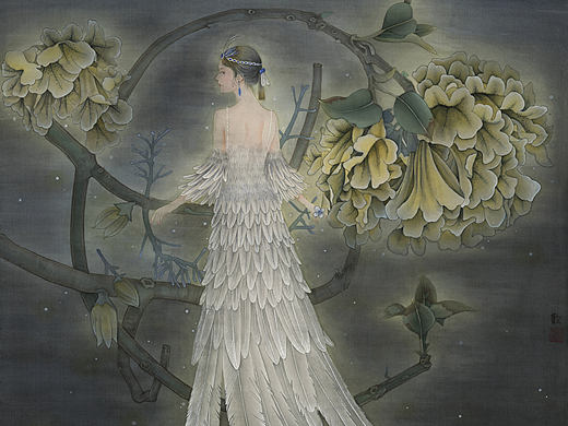 工笔国画《有灵·羽一》