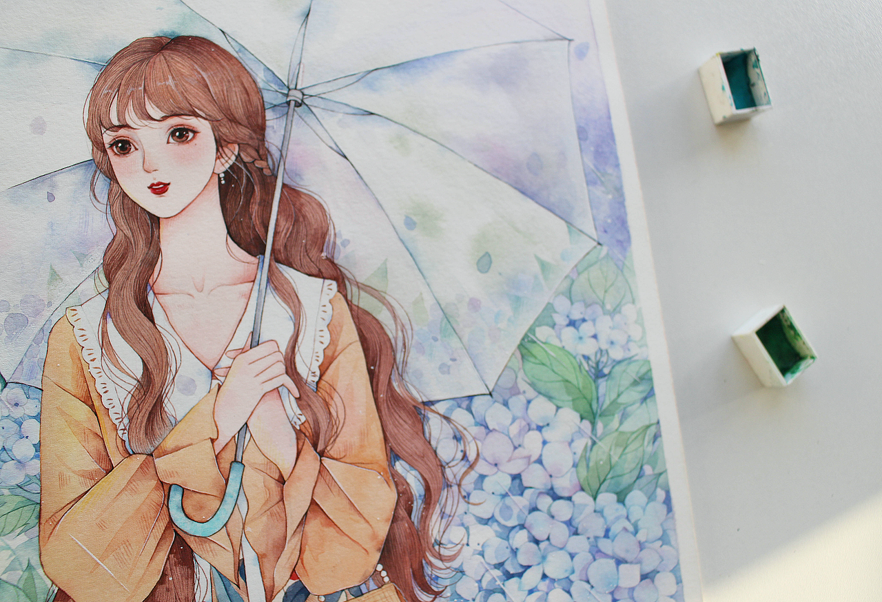 雨中少女（图ZMTk1NTYxNjI4） - 创作习作 - 站酷设计师官官an原创素材 - 站酷ZCOOL