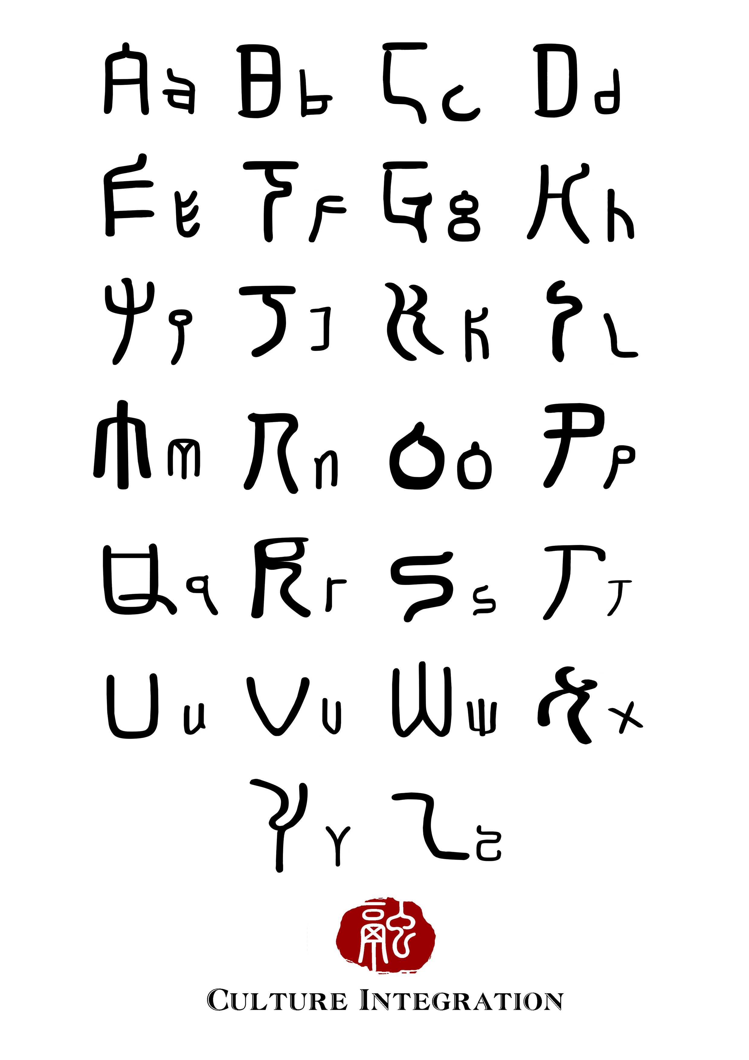 文化融合——篆字与英文