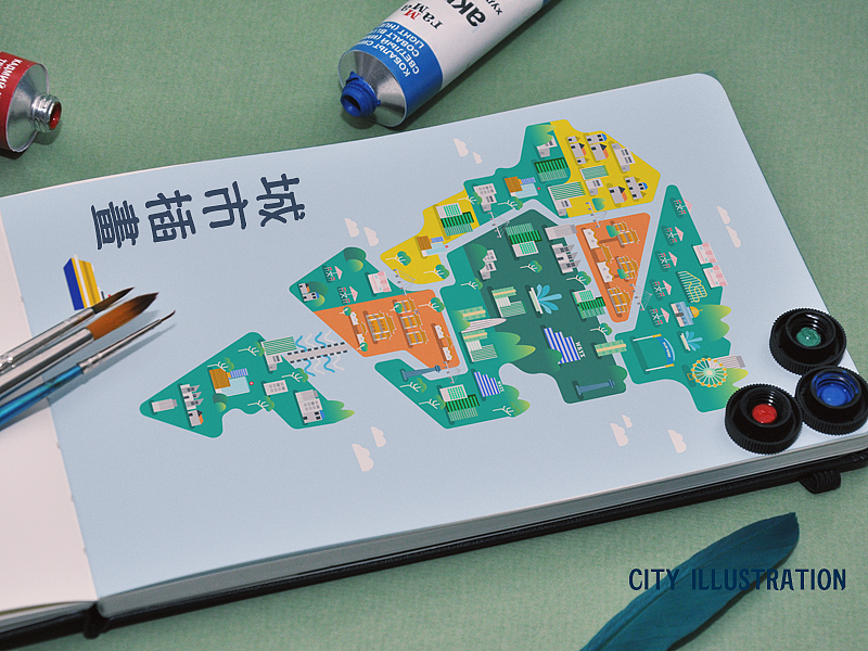 AI绘制城市插画
