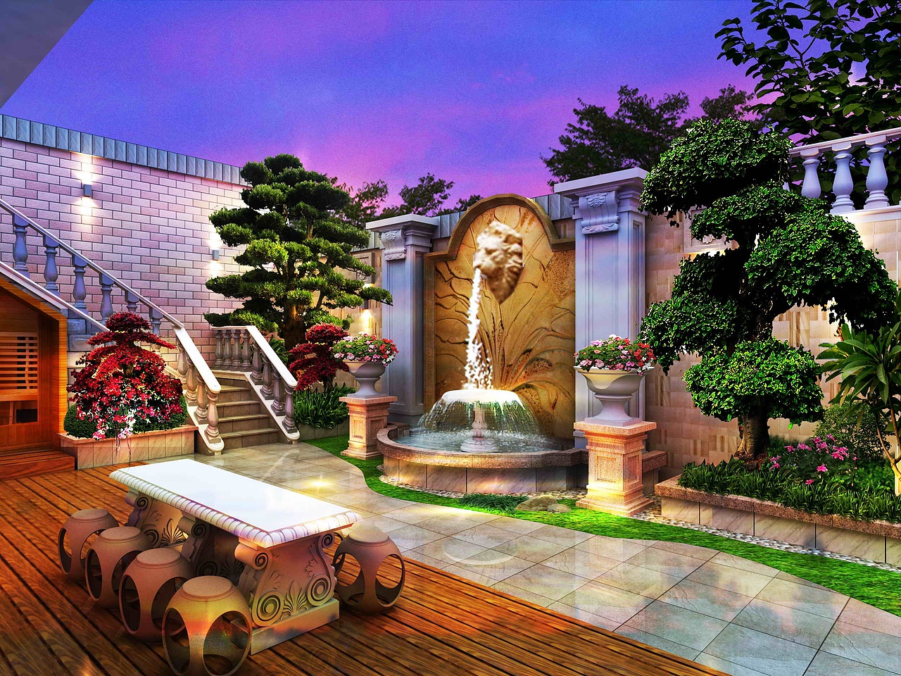 别墅庭院景观作品