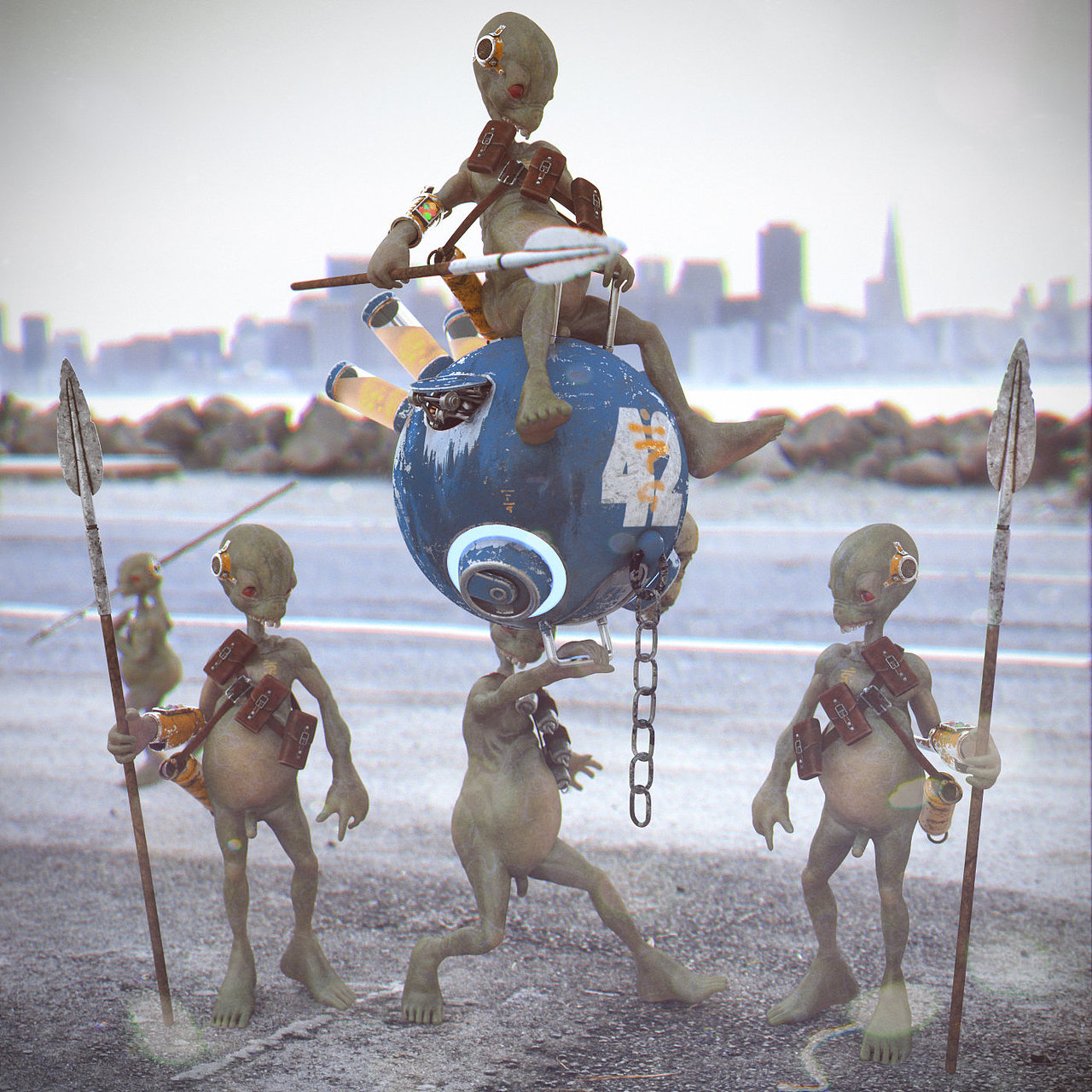 外星人入侵三维静帧场景绘制