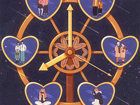 星空时光摩天轮/原创插画