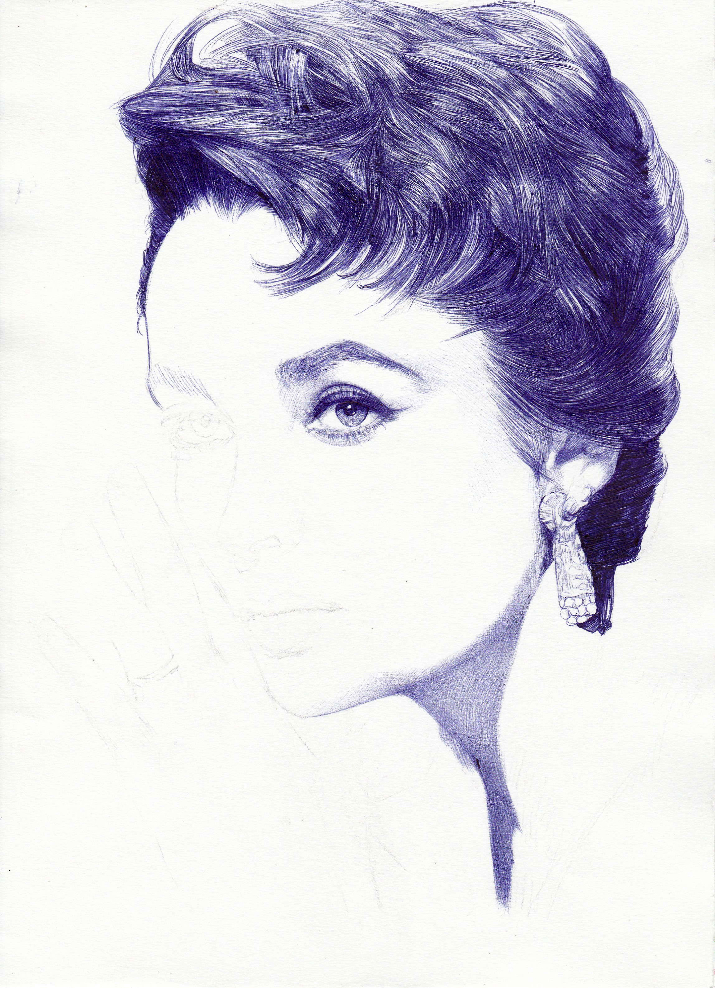 圆珠笔肖像伊丽莎白泰勒