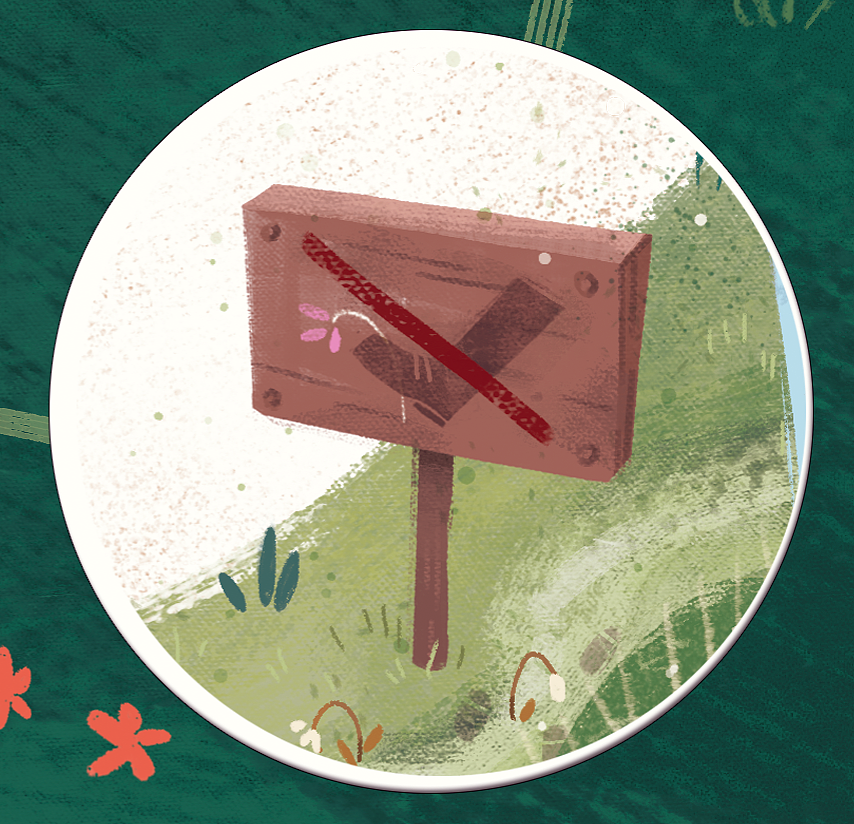 小朋友，不许乱踩草坪哦！