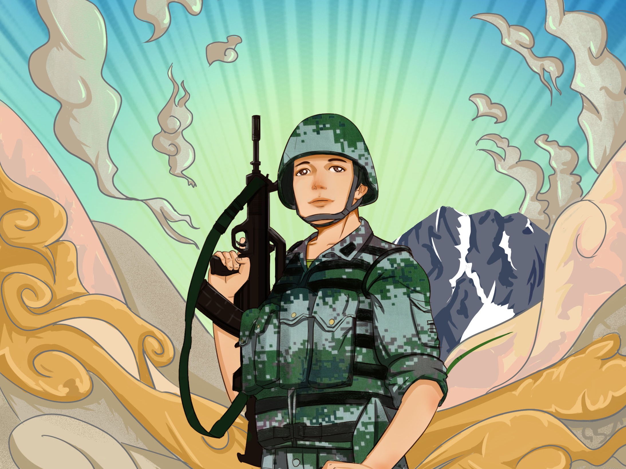 中国解放军军人动漫图片