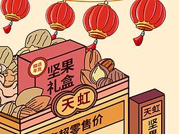 #商業(yè)插畫# 交通銀行年貨大街2.5D長圖