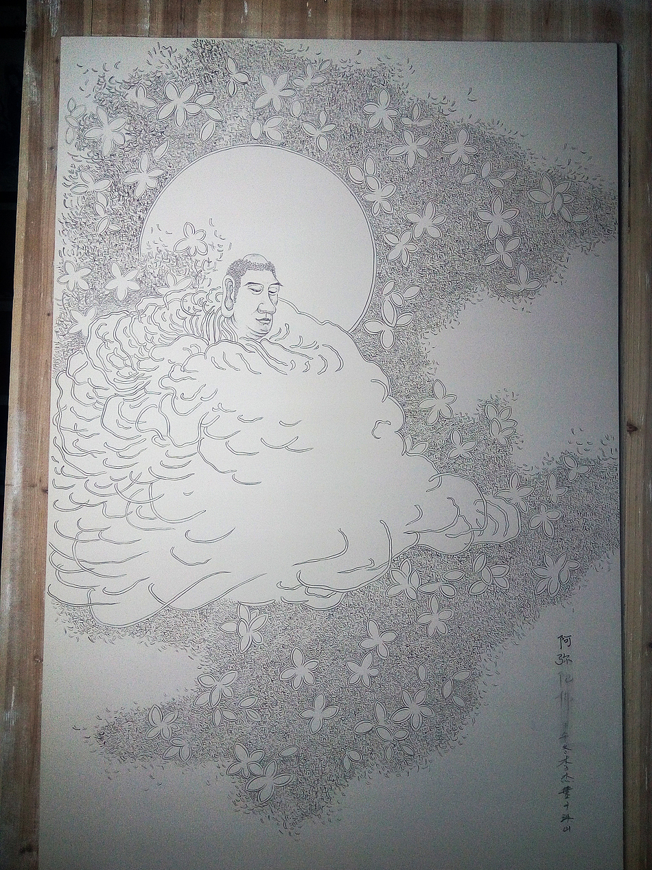初于蓝——青花瓷板《大迦叶》《阿弥陀佛》(图ZMjI1ODA5NTI=) - 绘画 - 站酷设计师鹿鲲陶瓷原创素材 - 站酷ZCOOL