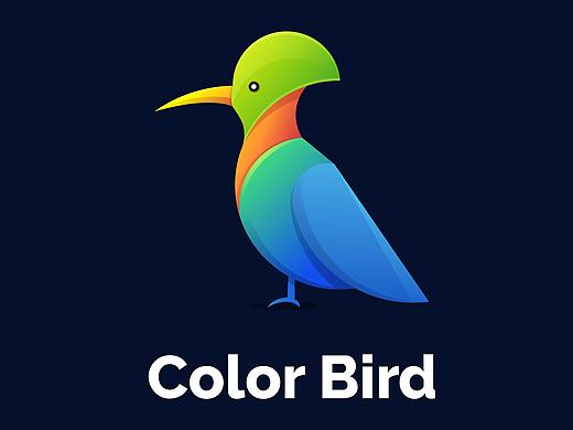 国外炫彩风格鸟logo标志AI素材
