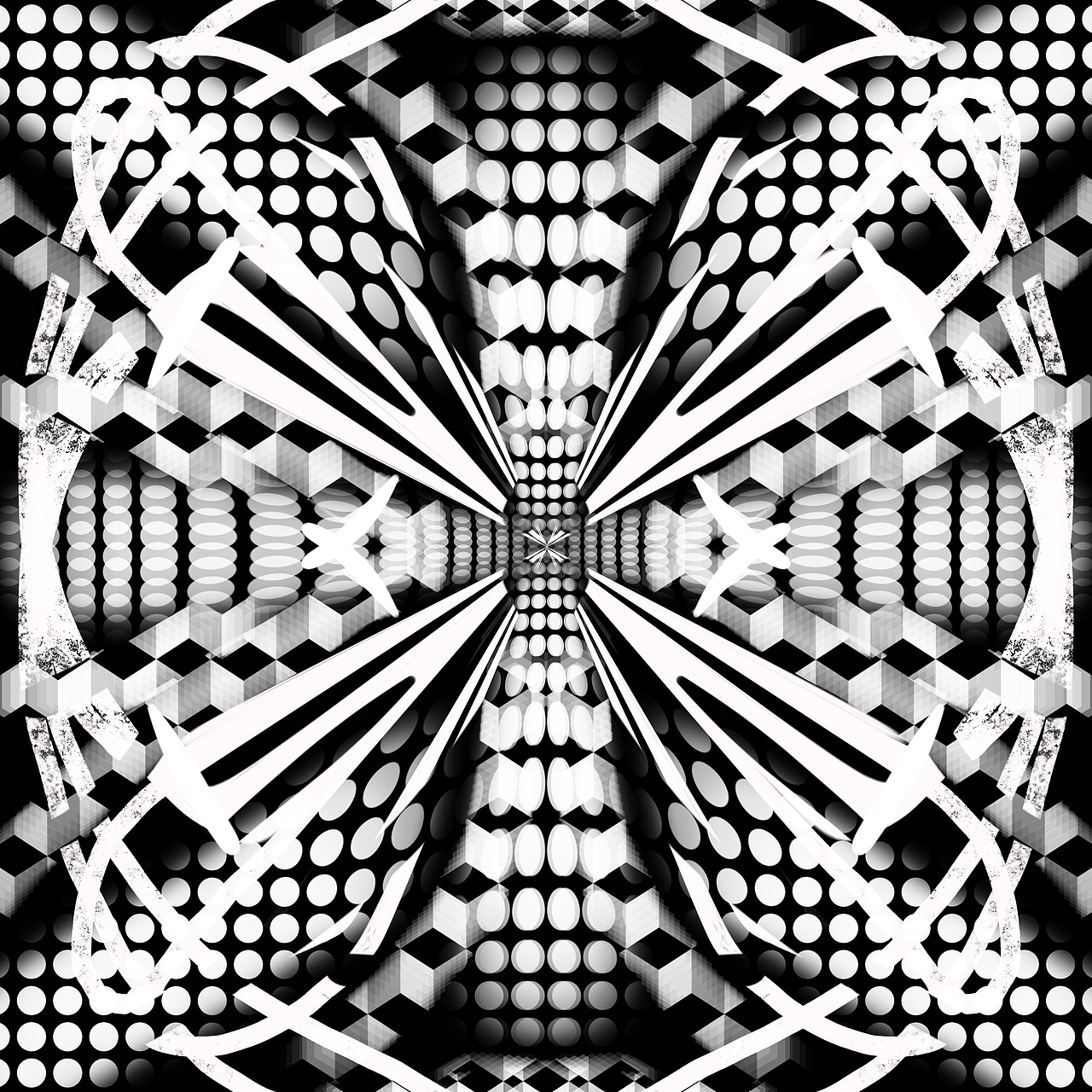 发射是一种特殊的重复,是基本形或骨骼单位环绕一个或多个中心点向外