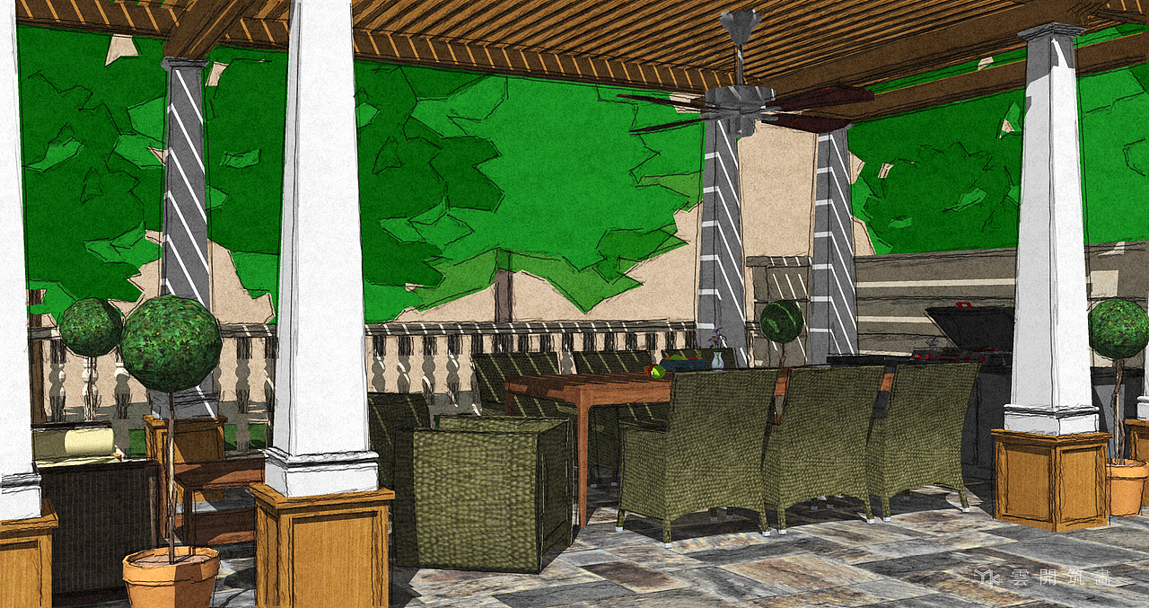 花园SketchUp表现（图ZMTYwMTcxMDA4） - 场景 - 站酷设计师雲開筑画原创素材 - 站酷ZCOOL
