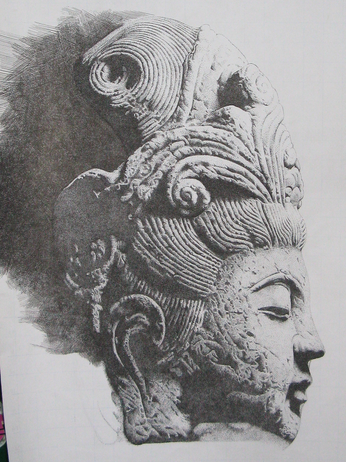 楚歌钢笔画-菩萨头像（点画）55*40cm（图ZMTI2ODU2ODA=） - 绘画 - 站酷设计师楚歌76原创素材 - 站酷ZCOOL