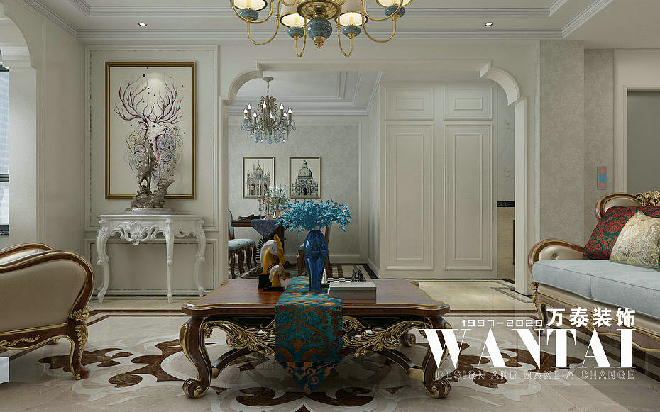 泰安别墅装修 | 颐和院子170m²叠墅中叠简欧装修效果图