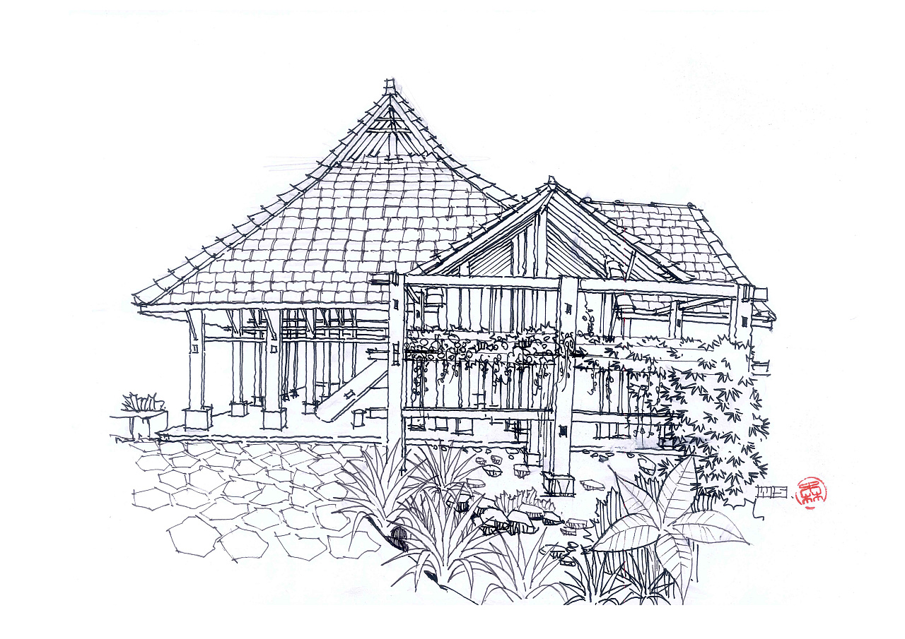 傣族的房子简笔画图片
