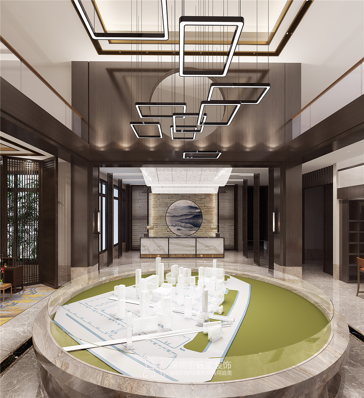 濮阳江南里新中式禅意售楼部装修设计案例（图ZMTk5OTMxMDgw） - 家装设计 - 站酷设计师郑州培训机构装修原创素材 - 站酷ZCOOL