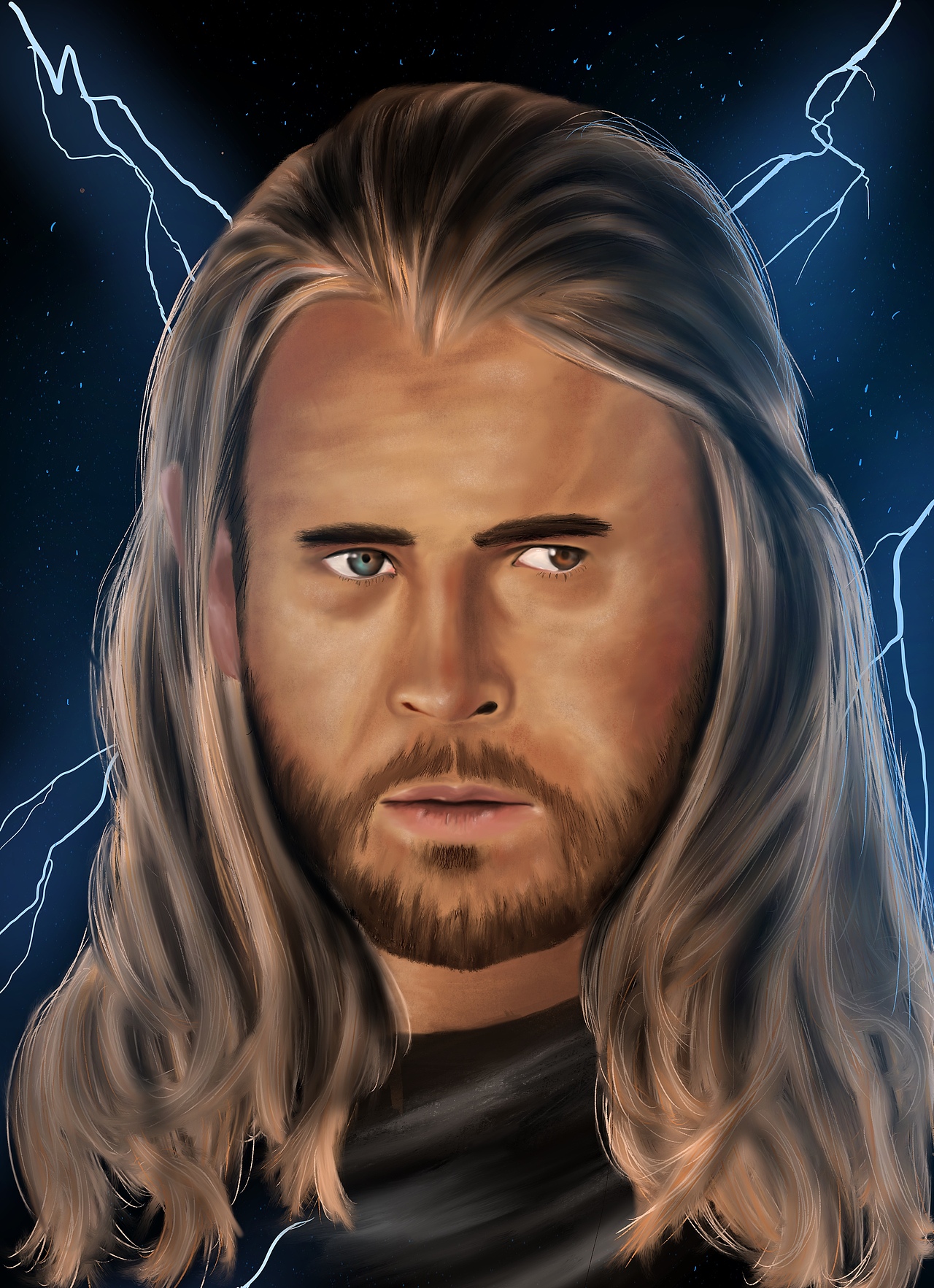 复仇者雷神写实手绘头像