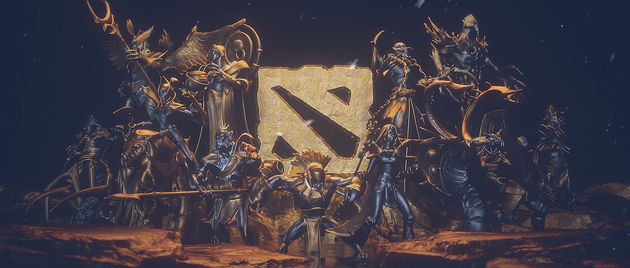 Dota 2 film titles, c4d practice works !