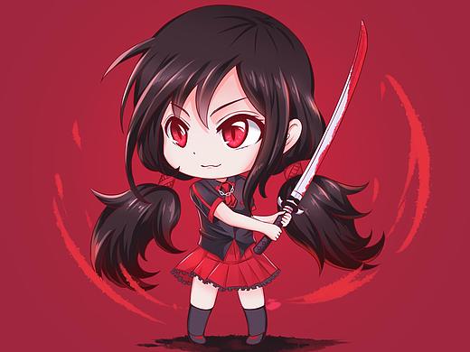 blood-c，更衣小夜Q版插画同人