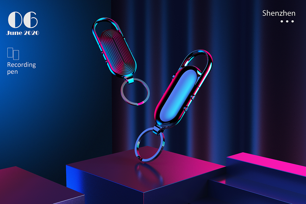 五彩斑斓的黑-录音笔渲染效果图（图ZMjE0MjcwNTE2） - 电子产品 - 站酷设计师Z96741973原创素材 - 站酷ZCOOL