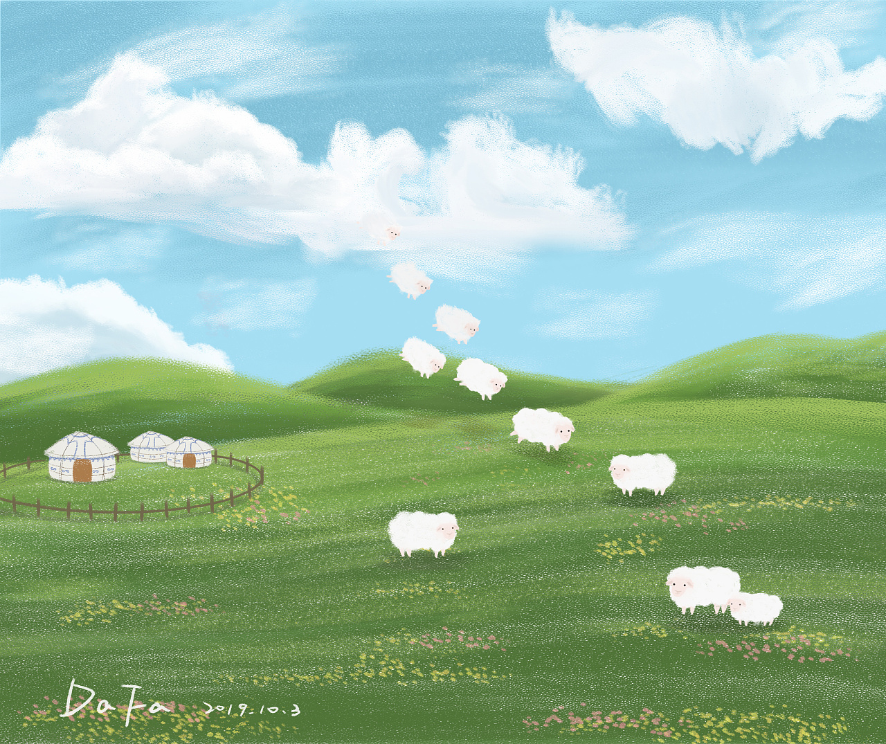 彩色慢羊羊简笔画画法图片步骤（儿童画城堡） - 有点网 - 好手艺