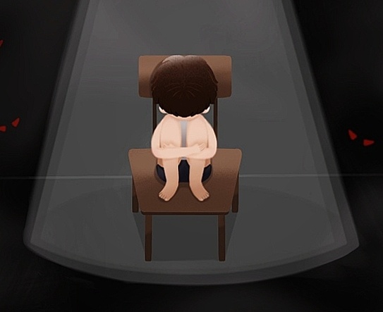 没有人在乎他,关心他,他只有自己一个人,面对着所有,他在椅子上蜷缩着