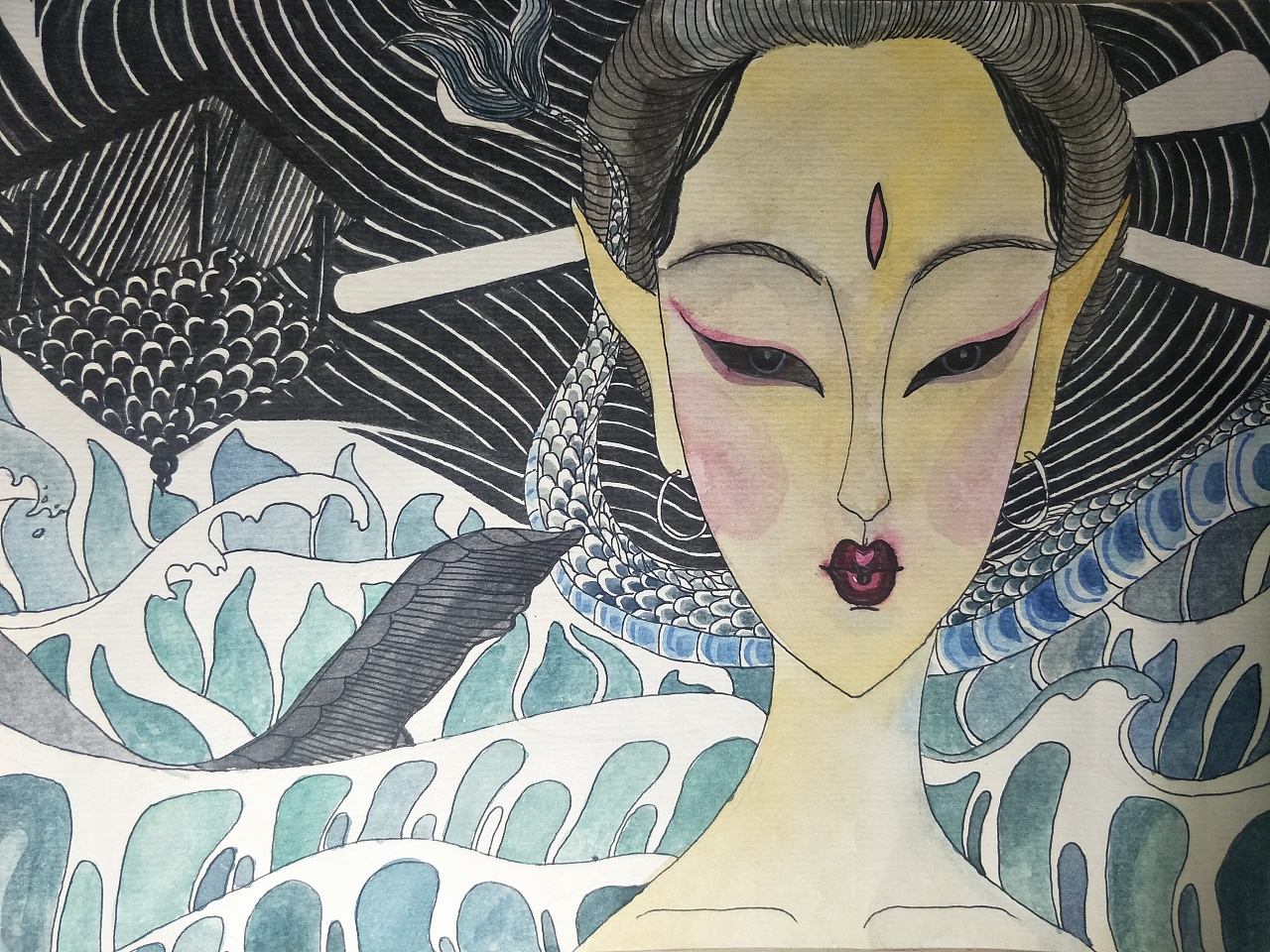 《海妖》手绘插画
