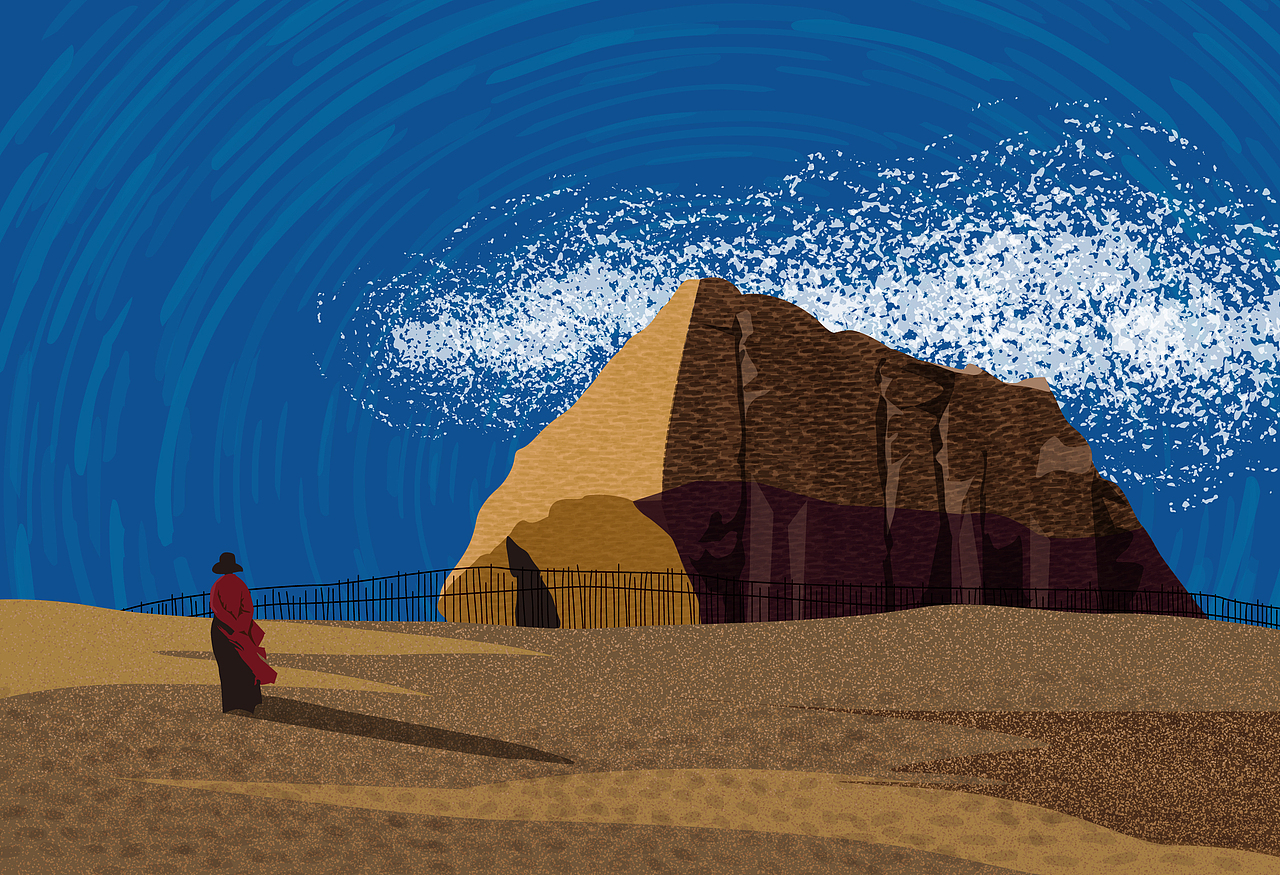 AI风景插画练习——玉门关（图ZMjk0MTE2MTQw） - 创作习作 - 站酷设计师w非鱼w原创素材 - 站酷ZCOOL