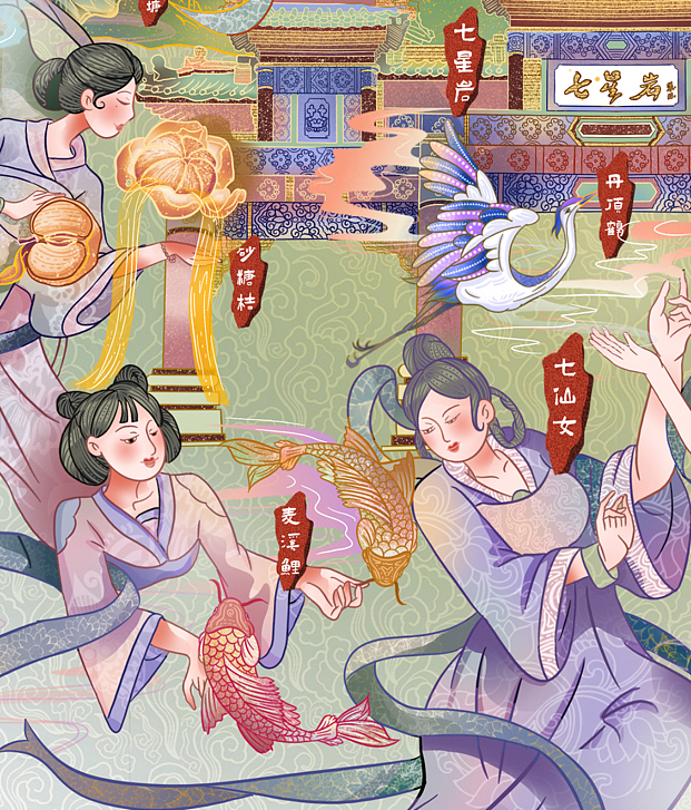 肇庆城市插画|国风线性插画