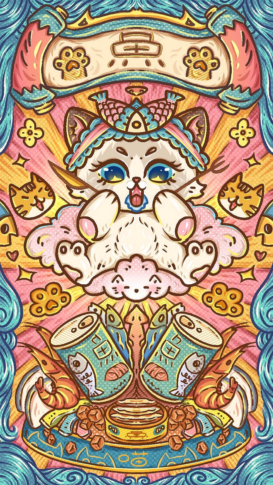 【狗粮 猫粮 兔粮】国潮宠物粮插画三则（图ZMjcwMjU3Mzg4） - 商业插画 - 站酷设计师木屑果冻原创素材 - 站酷ZCOOL