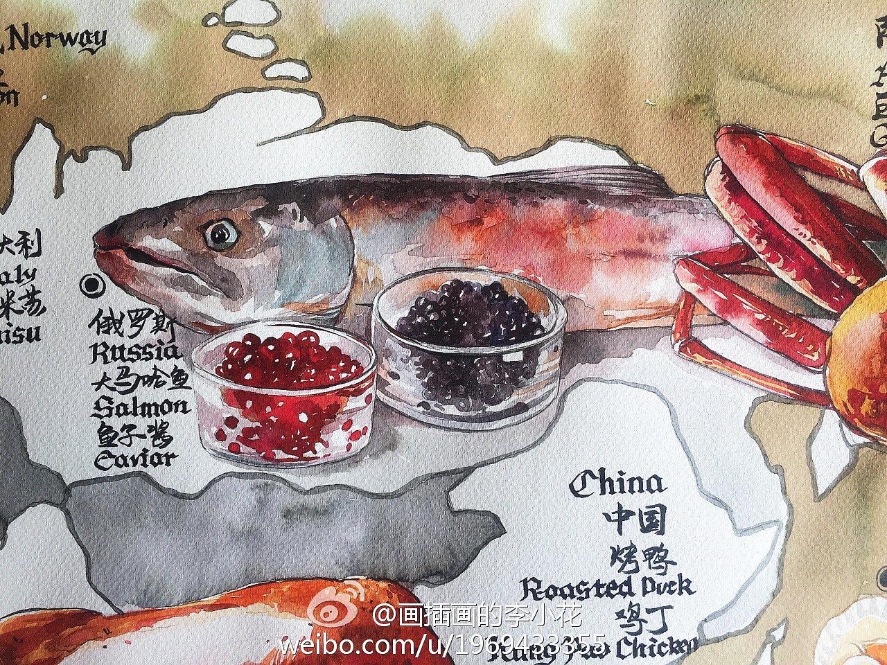 世界美食地图（图ZNjU4NzM3MjQ=） - 商业插画 - 站酷设计师画插画的李小花原创素材 - 站酷ZCOOL