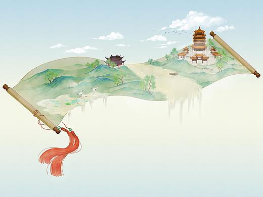 中式插画背景