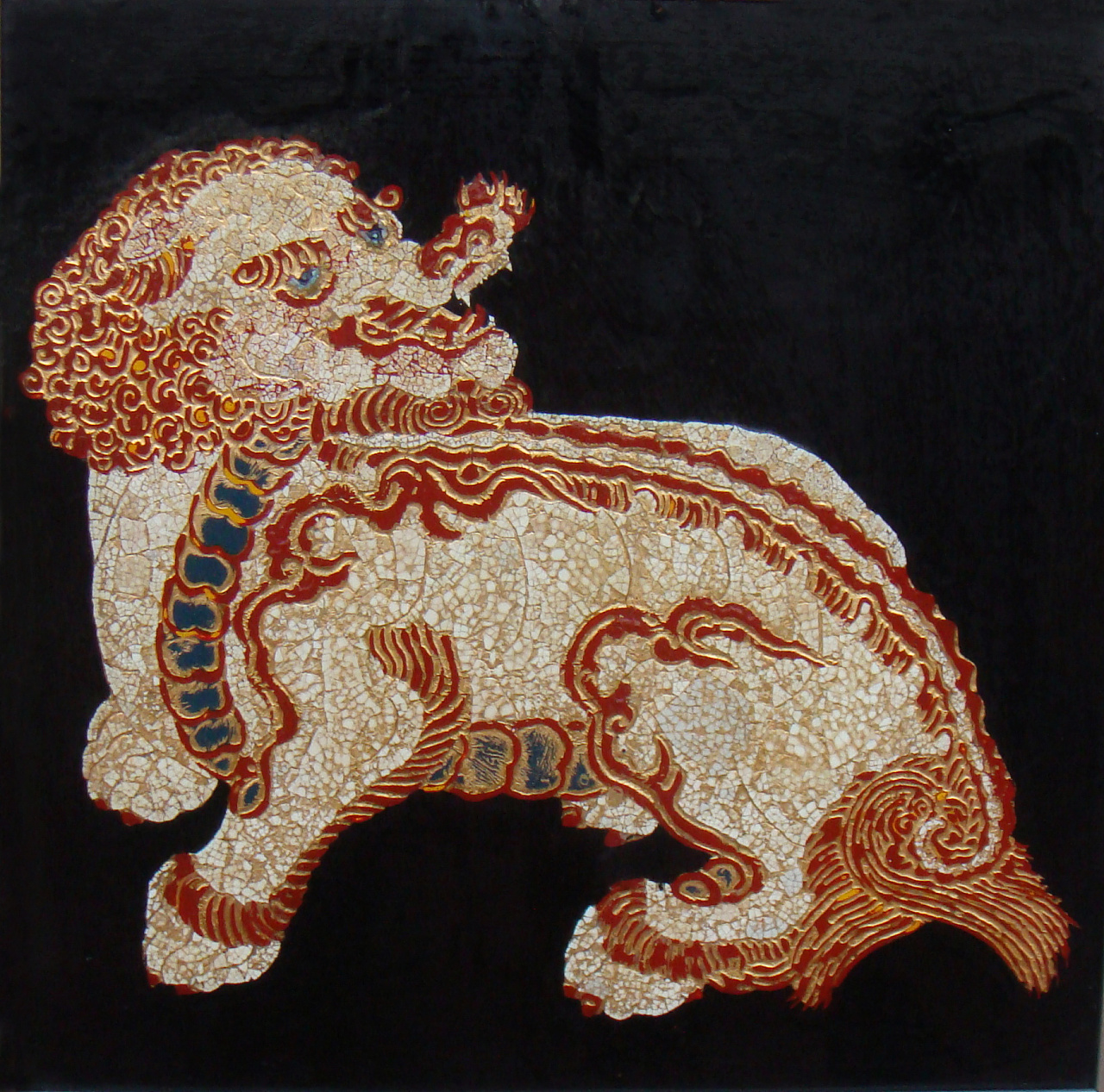 漆画《瑞兽》