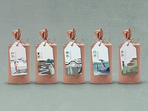 扁平古风的茶叶包装