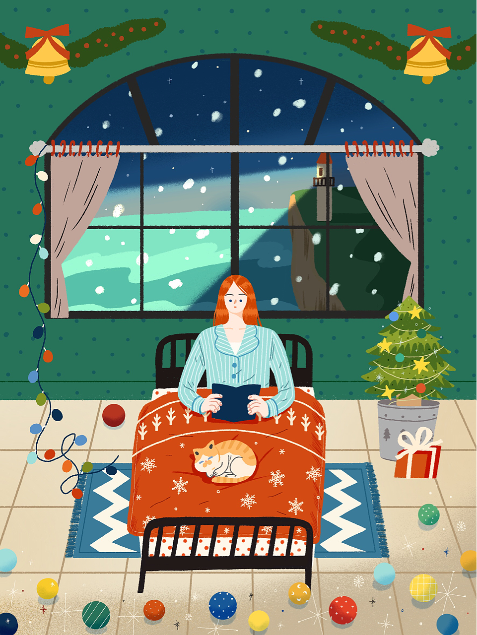 一个人的平安夜晚（图ZMTM3ODY1MjYw） - 艺术插画 - 站酷设计师_松花芝士挞原创素材 - 站酷ZCOOL