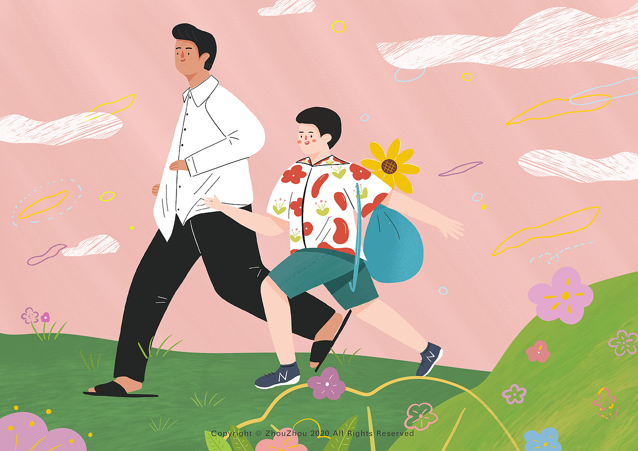 菊次郎的夏天 插画（图ZMjIxODcwNDMy） - 艺术插画 - 站酷设计师周小岛zz原创素材 - 站酷ZCOOL