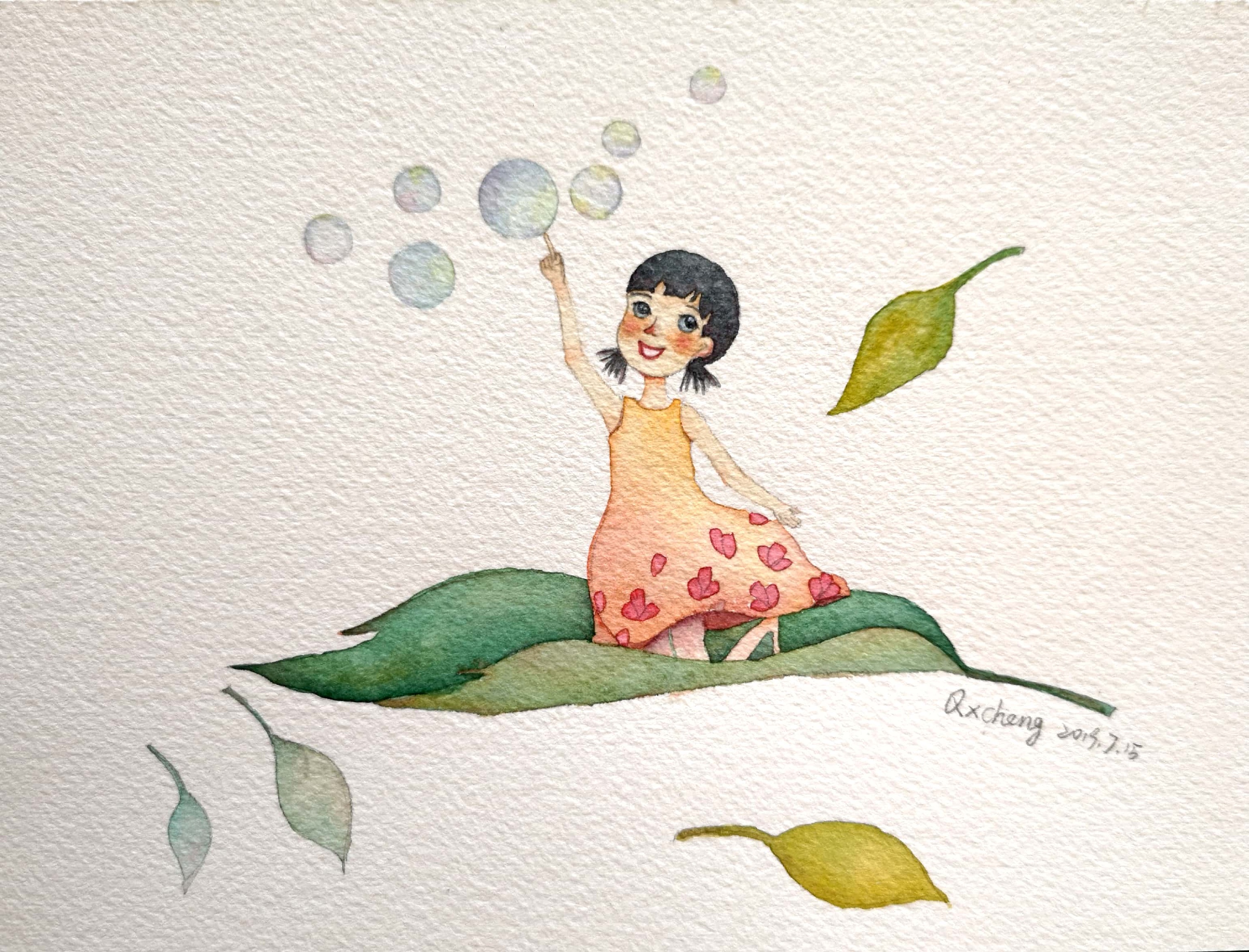 玩泡泡的小女孩|插画|创作习作|苏敉sumi - 原创作品 - 站酷 (zcool)