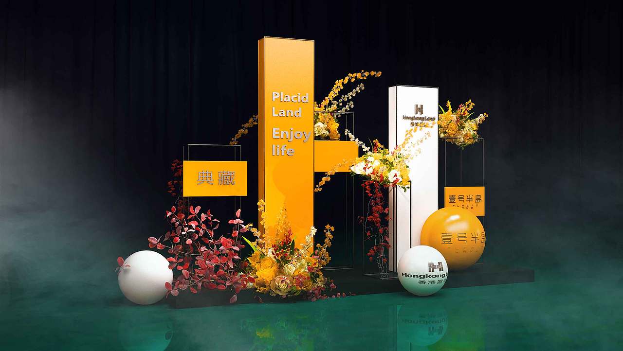 创意房地产堆头签到美陈-dp点-打卡点-爱马仕橙